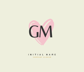 G M GM Beauty vector initial logo, handwriting logo of initial signature, wedding, fashion, jewerly, boutique, floral and botanical with creative template for any company or business.