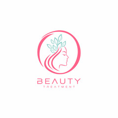 Beautiful woman face logo design template