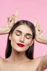 Fototapeta premium beautiful woman bare shoulders spa treatments clean skin