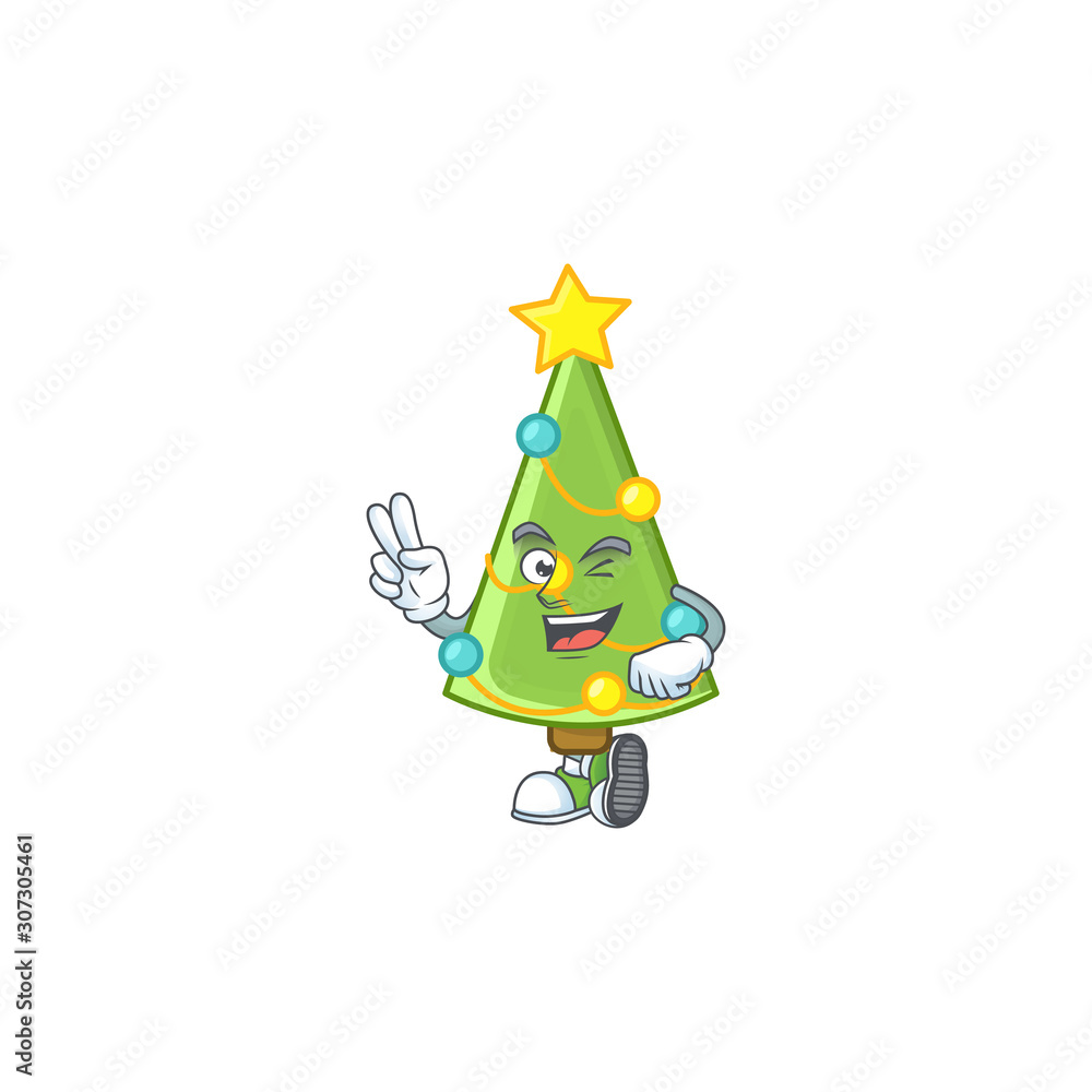 Sticker Christmas tree decoration Character cartoon style with two fingers