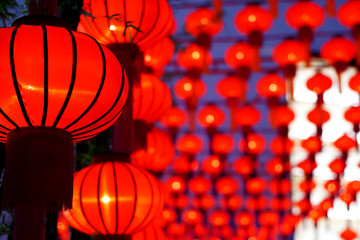 Chinese new year red paper latern decoration.