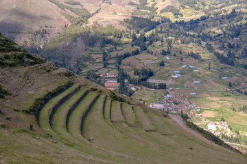 Naklejka premium Plateau terraces from Machu Picchu