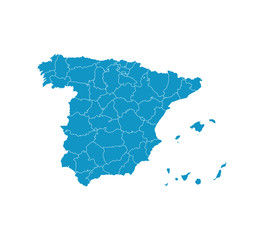 Spain map, states border map. Vector illustration.