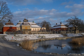 Fototapeta na wymiar Old mansion building from 1800s in a Stockholm park