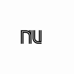 Fototapeta na wymiar Initial outline letter NU style template