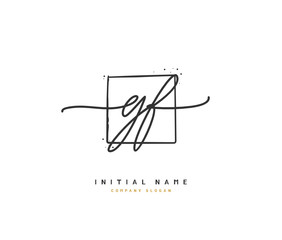 Fototapeta na wymiar G F GF Beauty vector initial logo, handwriting logo of initial signature, wedding, fashion, jewerly, boutique, floral and botanical with creative template for any company or business.