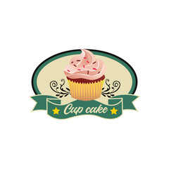 label cup cake circle vintage