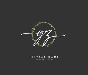 G Z GZ Beauty vector initial logo, handwriting logo of initial signature, wedding, fashion, jewerly, boutique, floral and botanical with creative template for any company or business.