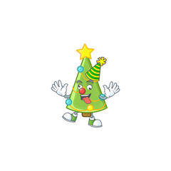 Cute Clown christmas tree decoration placed on cartoon character style design - 307307294