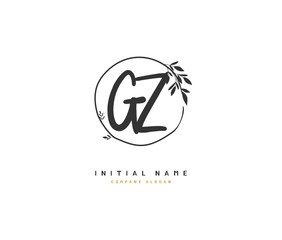 G Z GZ Beauty vector initial logo, handwriting logo of initial signature, wedding, fashion, jewerly, boutique, floral and botanical with creative template for any company or business.