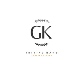 G K GK Beauty vector initial logo, handwriting logo of initial signature, wedding, fashion, jewerly, boutique, floral and botanical with creative template for any company or business.