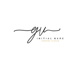 G V GV Beauty vector initial logo, handwriting logo of initial signature, wedding, fashion, jewerly, boutique, floral and botanical with creative template for any company or business.