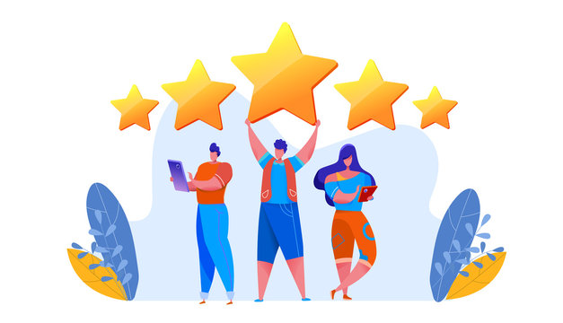 Vector customer feedback prople rating with stars