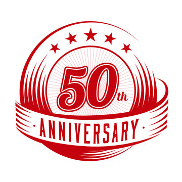 50 years anniversary design template. 50th logo. Vector and illustration.