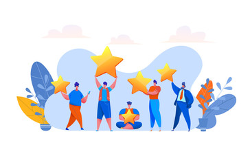 Vector customer feedback prople rating with stars