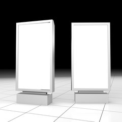Set of Outdoor white lightbox citylight advertising stand, isolated on white backgroundI. Multimedia stand. 3d render illustration