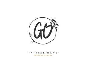 G O GO Beauty vector initial logo, handwriting logo of initial signature, wedding, fashion, jewerly, boutique, floral and botanical with creative template for any company or business.