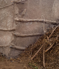 Primitive straw clay wall at an Egyptian rural village