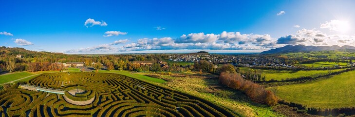 aerial panoramic view of castlewellan  area ,Northern Ireland