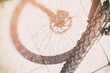 Bicycle wheel and tyre part grunge background