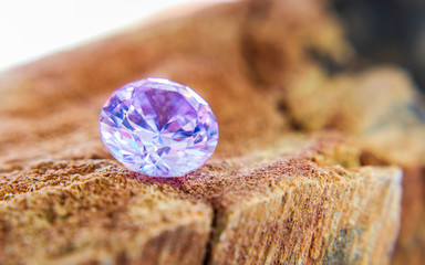 Natural purple Sapphire gemstone, Collection of many natural gemstones on stone