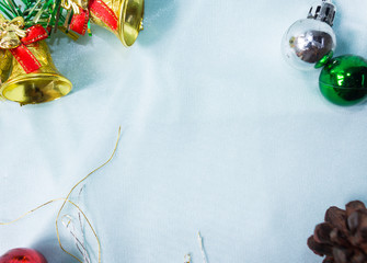 christmas background with balls and bells