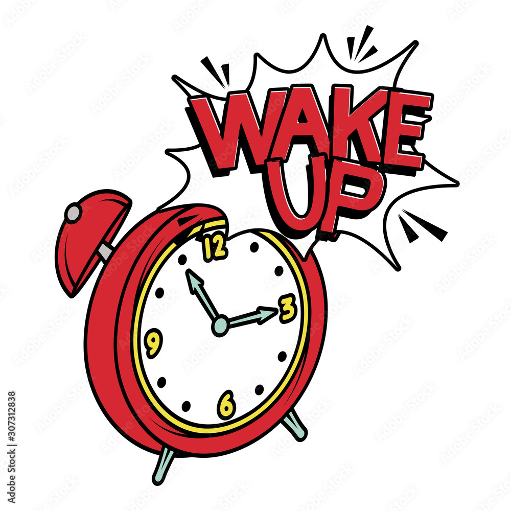 Poster alarm clock wake up pop art style