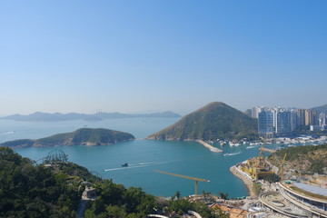 Blue sky and water landscape in Hong Kong