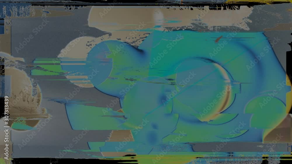 Poster 3d figures bubbles distirted noise error screen motion scratch background