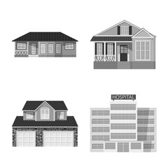 Vector design of building and front icon. Collection of building and roof stock vector illustration.