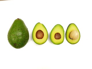 avocados isolated on white background