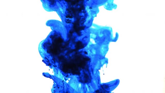 Blue ink drop in water