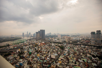 Naklejka na ściany i meble Vietnam, Ho chi minh city , saigon view on downtown.