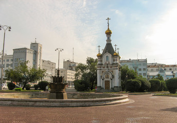 chelyabinsk, russia 06 06 2019: The little chapel in Yekaterinburg's central square  in russia. Church.