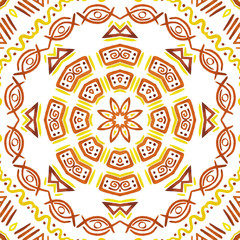 Stylized african tribal colorful motif in ethnic style. Geometric seamless pattern for site backgrounds, wrapping paper, fashion design and decor.