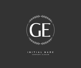 G E GE Beauty vector initial logo, handwriting logo of initial signature, wedding, fashion, jewerly, boutique, floral and botanical with creative template for any company or business.