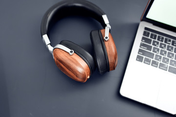 headphones on keyboard