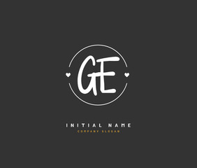 G E GE Beauty vector initial logo, handwriting logo of initial signature, wedding, fashion, jewerly, boutique, floral and botanical with creative template for any company or business.