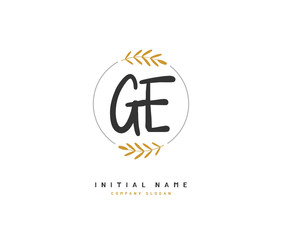 G E GE Beauty vector initial logo, handwriting logo of initial signature, wedding, fashion, jewerly, boutique, floral and botanical with creative template for any company or business.