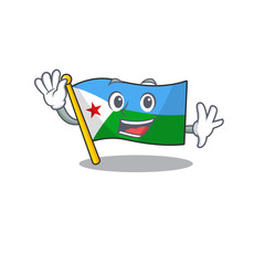 Waving cute smiley flag djibouti cartoon character style - 307316861