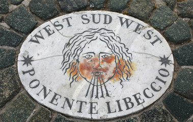 tile in Saint Peter Square in Vatican City with names of Wind an