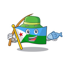 Cartoon character of funny Fishing flag djibouti design - 307317212