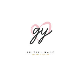 G Y GY Beauty vector initial logo, handwriting logo of initial signature, wedding, fashion, jewerly, boutique, floral and botanical with creative template for any company or business.