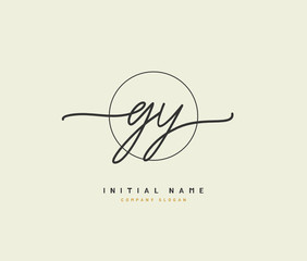 G Y GY Beauty vector initial logo, handwriting logo of initial signature, wedding, fashion, jewerly, boutique, floral and botanical with creative template for any company or business.