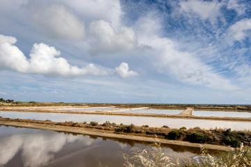 old salt marsh taken up by the sea in Olhao, Algarve, Portugal