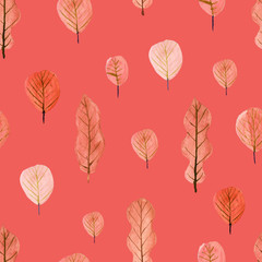 Tree watercolor seamless pattern background. Vector illustration.