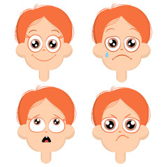 Set of different emotions character.  emoji with various facial expressions. Vector illustration in cartoon style