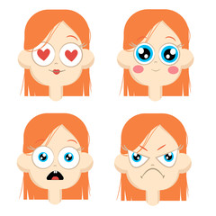 Set of different emotions character.  emoji with various facial expressions. Vector illustration in cartoon style