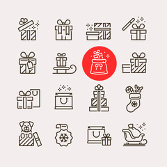 Naklejka premium Set of gift boxes icon