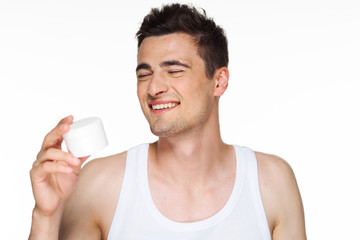 young man with glass of milk